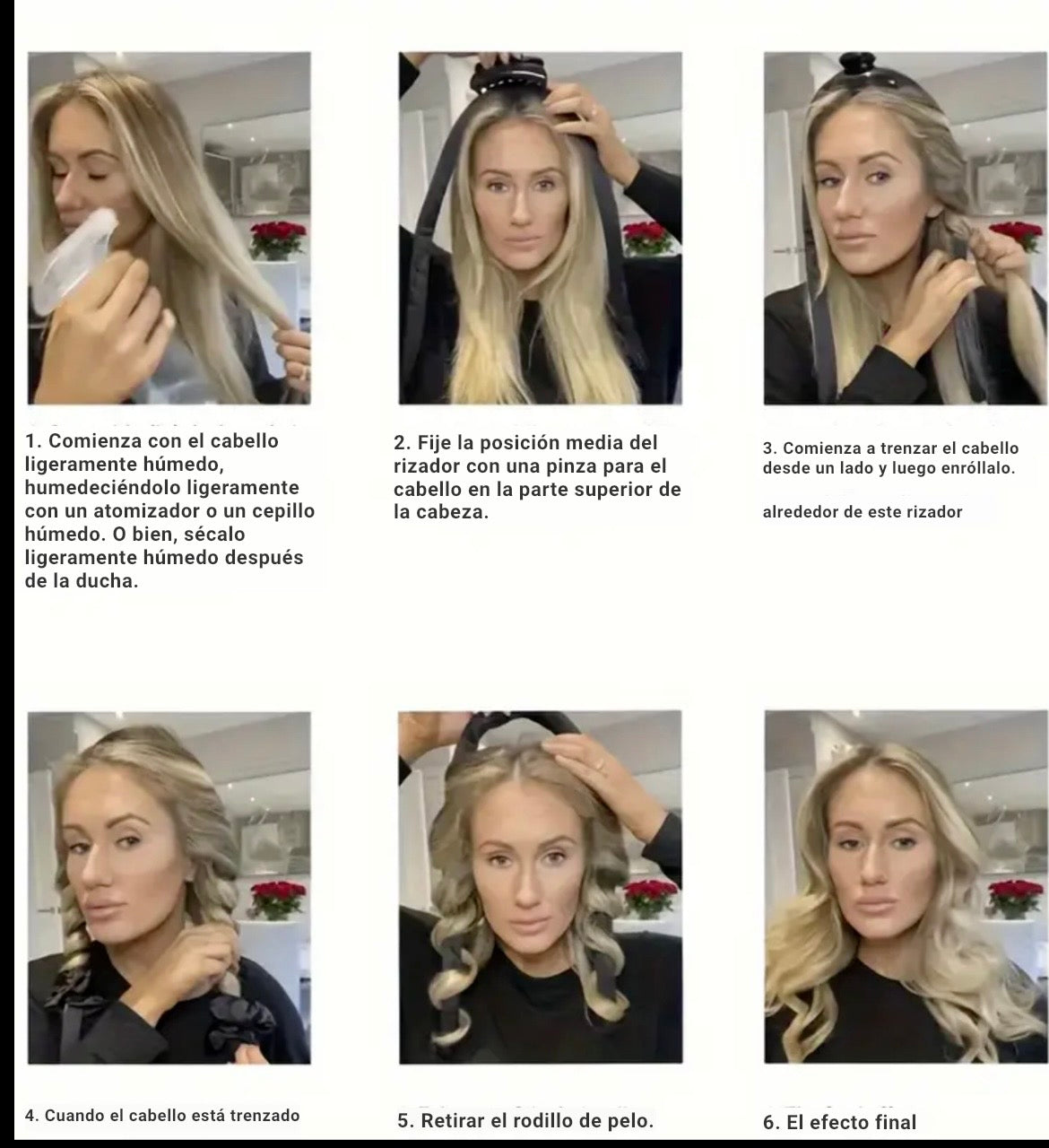 Diadema rizada sin calor para cabello largo, rulos para mujeres