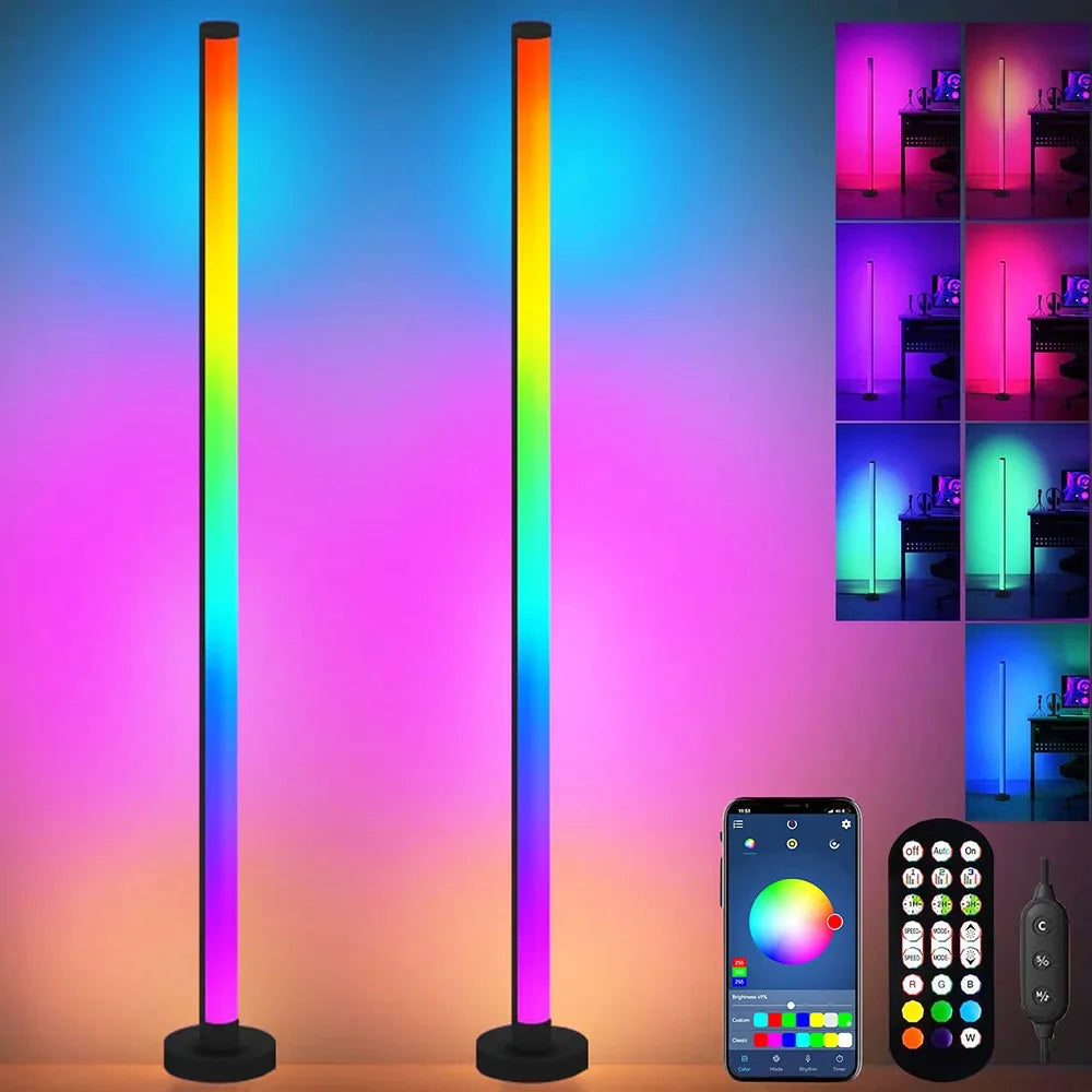 Smart LED Floor Lamp – RGB, Remote & App Control, Music Sync, Corner Lighting, Timer