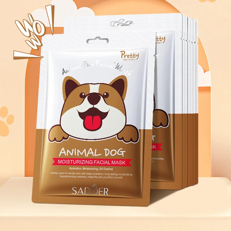 Pack de 5 Mascarillas Faciales con Diseño de Animales – Hidratante y Antiarrugas