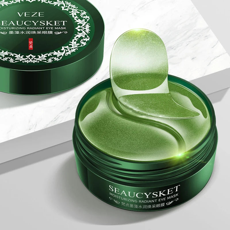 Mascarilla de Ojos de Colágeno con Algas y Oro – 60 unidades, Anti-Ojeras, Eliminación de Bolsas